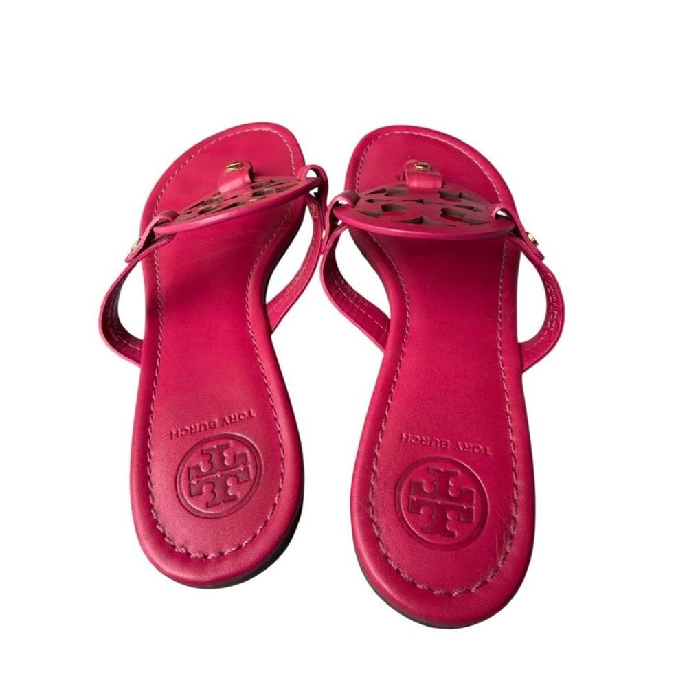 Tory Burch Miller Logo Slide Sandal Pink Leather Women size 10 - Picture 4 of 6